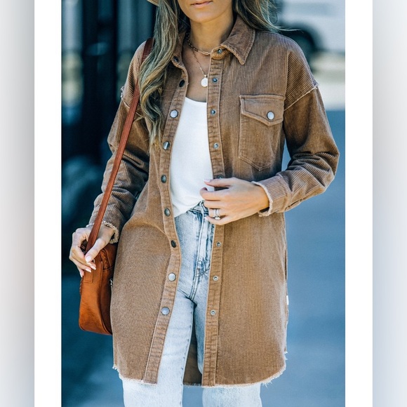 Bohme Corduroy Shacket shirt jacket Camel Small - Picture 3 of 11